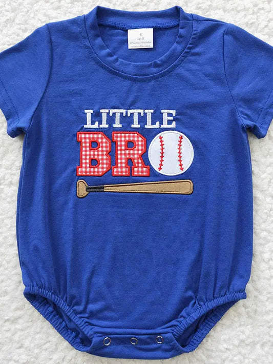 Baby Boys Little Brother Baseball Rompers