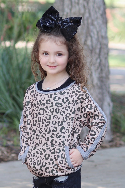 Cheetah Top with Thermal Gray Stripe