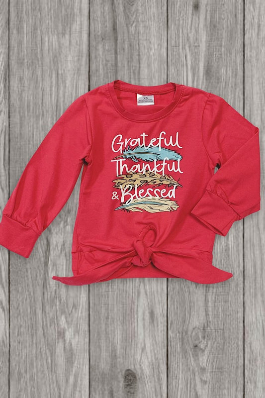 Grateful, Thankful, Blessed Knotted Shirt